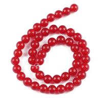 Abalorios de Jade, Jade rojo, Esférico, pulido, Bricolaje & diverso tamaño para la opción, Rojo, Vendido por Sarta