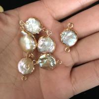 Zinc Alloy Connector Freshwater Pearl with Zinc Alloy fashion jewelry & DIY white 9~10MM Sold By PC