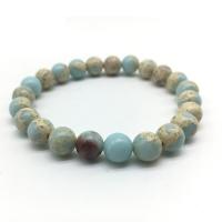 Gemstone Bracelets Koreite Round fashion jewelry & DIY blue 18cm Sold By Strand