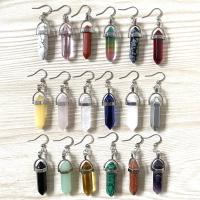 Gemstone Earrings, liga de zinco, with Pedra natural, banhado, joias de moda & para mulher, Mais cores pare escolha, vendido por par