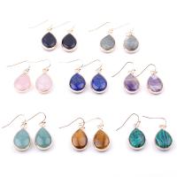 Gemstone Earrings, cobre, with Pedra natural, banhado, joias de moda & para mulher, Mais cores pare escolha, vendido por par