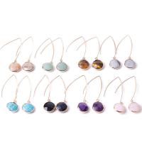 Gemstone Earrings, cobre, with Pedra natural, banhado, joias de moda & para mulher, Mais cores pare escolha, vendido por par