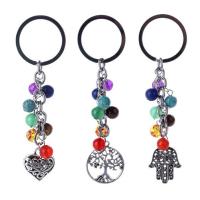 Key Chain, Messing, med Natursten, forgyldt, mode smykker & for kvinde, flere farver til valg, Solgt af Strand