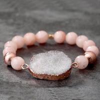 Natural Stone Pink Crystal & Druzy Agate Bracelets 18.50mm Sold Per 18.5 cm Strand