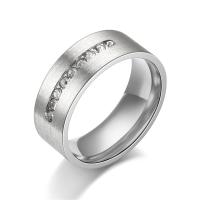 Rhinestone нержавеющей стали палец кольцо, нержавеющая сталь, Мужская & разный размер для выбора & со стразами, 8mm, размер:6-13, продается PC