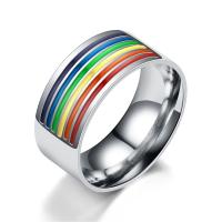 Anel de dedo de aço inoxidável, banhado, unissex & tamanho diferente para a escolha, 10mm, 2mm, tamanho:6-12, vendido por PC