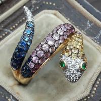 Tibetan Style Finger Ring, Snake, plated, different size for choice & micro pave cubic zirconia & for woman, more colors for choice, 10PCs/Lot, Sold By Lot
