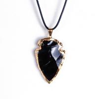 Natural Black Obsidian Pendants, with Tibetan Style, irregular, DIY, black, 30~50mm, Sold By PC