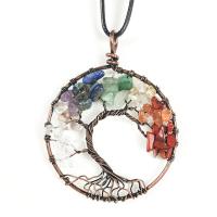 Pendentif arbre de vie, Cristal naturel, avec alliage de zinc, Irrégulière, DIY, multicolore, 50mm, Vendu par PC