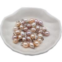 Ciondoli perle d'acqua dolci, perla d'acquadolce coltivata naturalmente, with lega in zinco, placcato color argento, DIY, nessuno, assenza di nichel,piombo&cadmio, 10x8mm, Venduto da PC