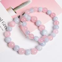 Gemstone Bracelets Aquamarine with Rose Quartz Round fashion jewelry  pink 18cm Sold By Strand