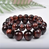 Natural Tiger Eye Bracelets, Round, fashion jewelry & Unisex & different size for choice, brown, 18cm, Sold By Strand
