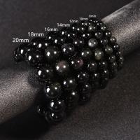 Gemstone Bracelets, Obsidian, Round, fashion jewelry & Unisex & different size for choice, black, 18cm, Sold By Strand