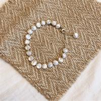 Sötvatten odlade Pearl Bracelet, Freshwater Pearl, med Mässing, mode smycken, vit, 18cm, Säljs av Strand
