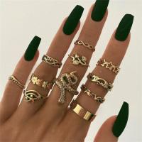 Zinc Alloy Ring Set finger ring plated eleven pieces & fashion jewelry golden nickel lead & cadmium free Sold By Set