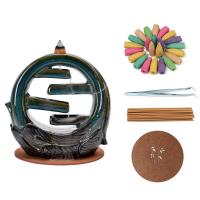 Backflow Incense Burner, Porcelain, plated, for home and office & durable, 126x66x132mm, Sold By PC