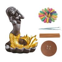 Backflow Incense Burner, Porcelain, plated, for home and office & durable, 160x114mm, Sold By PC