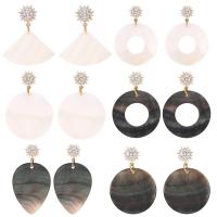 Shell Earrings, Brass, with Cubic Zirconia & Shell, plated, fashion jewelry & DIY, more colors for choice, Sold By PC