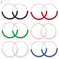 Stainless Steel Hoop Earring, Tiger Tail Wire, with Crystal, plated, fashion jewelry & for woman, more colors for choice, Sold By Pair