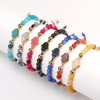 Agate Jewelry Bracelet, Brass, with Wax Cord & Agate & Resin & Stainless Steel, plated, Adjustable & fashion jewelry & for woman, more colors for choice, Sold By Strand