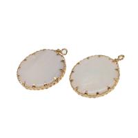 Freshwater Shell Pendant, with Brass, Round, gold color plated, 25x21x3mm, Sold By PC