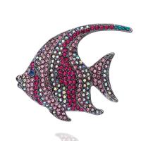 Zinc Alloy Brooches Fish plated fashion jewelry & Unisex & with rhinestone nickel lead & cadmium free Sold By Lot