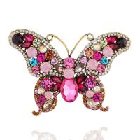 Zinc Alloy Brooches Butterfly plated fashion jewelry & for woman & with rhinestone nickel lead & cadmium free Sold By Lot