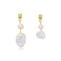 Asymmetric Earrings Zinc Alloy with Plastic Pearl plated fashion jewelry gold Sold By Pair