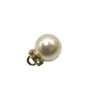 ABS Plastic Pendants ABS Plastic Pearl with Zinc Alloy Round plated DIY & with rhinestone Sold By Bag