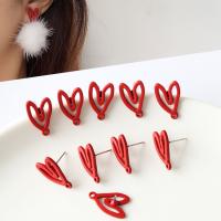 Tibetan Style Earring Drop Component, Heart, painted, DIY & stoving varnish, red, nickel, lead & cadmium free, 11x17mm, 10PCs/Bag, Sold By Bag