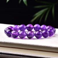 Quartz Bracelets, Amethyst, Round, fashion jewelry & Unisex, purple, 19CM  13MM, Sold By Strand
