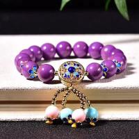 Gemstone Bracelets Natural Lepidolite Round fashion jewelry & Unisex purple 19CM   10MM Sold By Strand