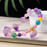 Quartz Bracelets Amethyst Round fashion jewelry & Unisex purple 19CM   10MM Sold By Strand