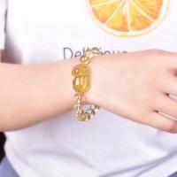 Quartz Bracelets Citrine Round fashion jewelry & Unisex yellow 19CM   10MM Sold By Strand