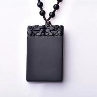 Crna Obsidian Privjesci, Opsidijan, modni nakit & možete DIY & bez spolne razlike, crn, 56x36x10MM, Prodano By PC