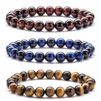 Gemstone Bracelets Round Colorful Tiger Eye Stone & Howlite & Aventurine & Black Lava & Agate fashion jewelry & Unisex Sold By Strand