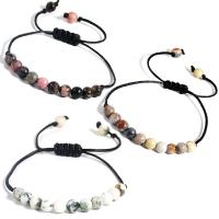 Bracelets de pierres précieuses, corde de cire, avec Pierre naturelle, Placage, bijoux de mode & unisexe, plus de couleurs à choisir, 180x6mm, Vendu par brin