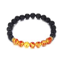 Gemstone Bracelets Lava with Resin & Zinc Alloy plated fashion jewelry & Unisex Sold By Strand