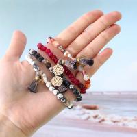 Gemstone Bracelets Agate with Polyester & Brass & Stainless Steel plated fashion jewelry & for woman Sold By Strand