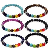 Gemstone Bracelets, Natural Stone, with Tibetan Style, plated, fashion jewelry & Unisex, more colors for choice, 180x8mm, Sold By Strand