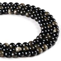 Gold- Obsidian Perle, rund, poliert, DIY & verschiedene Größen vorhanden, verkauft von Strang