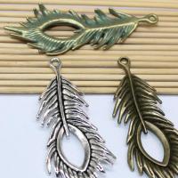 Tibetan Style Feather Pendants, plated, fashion jewelry & DIY, more colors for choice, 28x71mm, Sold By PC