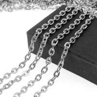 Stainless Steel Oval Chain, electrolyzation, cross chain & machine polishing, 8x6x2mm, Approx 50m/Lot, Sold By Lot