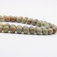 Gemstone Jewelry Beads, Silver Leaf Jasper, Round, polished, sienna, 95PCs/Strand, Sold By Strand