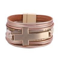 PU Leather Cord Bracelets, Brass, with PU Leather, fashion jewelry & multilayer & Unisex, more colors for choice, nickel & cadmium free, 19.8CM, Sold By Strand