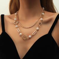 Multi Layer Necklace Zinc Alloy fashion jewelry & multilayer golden Sold By Strand