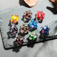 Istigh Flower Lampwork Beads, plátáilte, jewelry faisin & DIY, dathanna níos mó le haghaidh rogha, 16x21mm, Díolta De réir PC