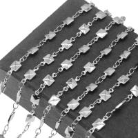 Stainless Steel Bar Chain, silver color plated, machine polishing, 10x5x2mm, Approx 50m/Lot, Sold By Lot