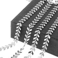 Roestvrij stalen sieraden ketting, Roestvrij staal, silver plated, machine polijsten, 7x6x1mm, Ca 50/Strand, Verkocht door Strand