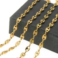 Stainless Steel Bar Chain, gold color plated, machine polishing, 5x5x1mm, Approx 50m/Strand, Sold By Strand